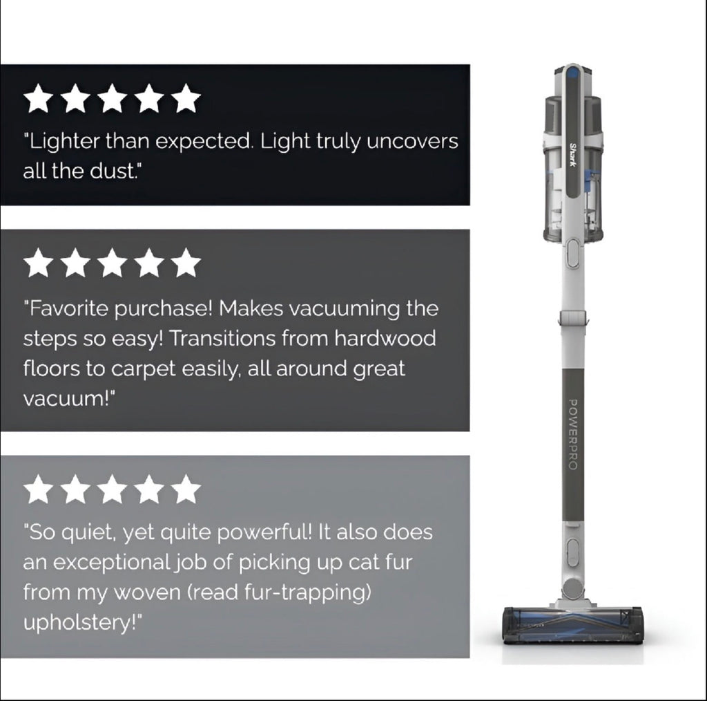 2Shark PowerPro™ Cordless Vacuum with Smart Dust Detection & LED Floor Light